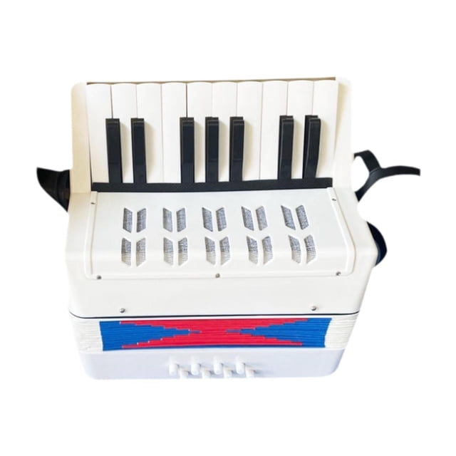Yinanstore 17 Keys 8 Bass Piano Accordion Portable Sturdy Ligtweight Early Learning Musical Instrument Educational for Beginner Children