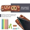 thumbnail image 5 of Pofeuu Brown Owl Print Leather Pencil Case, Leather Pencil Pouch Large Capacity, Big Pencil Pouch with Zipper Vintage Pen Bag Fountain Pen Holder, 5 of 7