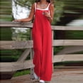 thumbnail image 4 of Jumpsuits for Women Dress Summer Boho Wide Leg Rompers Casual Loose Sleeveless Overalls with Pockets Red M, 4 of 7