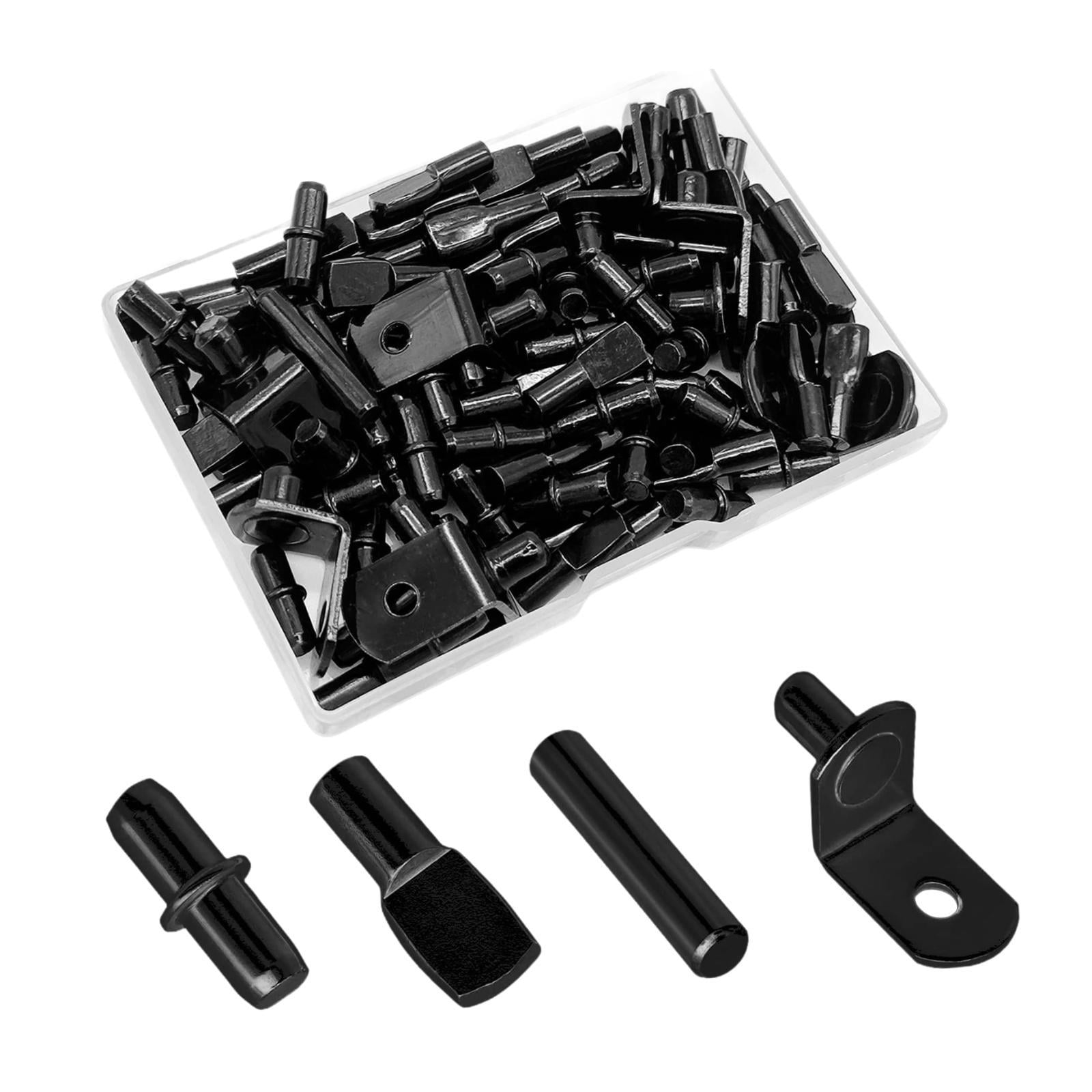 WLPZXP 104x Shelf Pins Holders Metal Pegs Assortment Versatile Nickel Shelf Bracket Pegs for Cupboard Pantry Shelving Bracket black