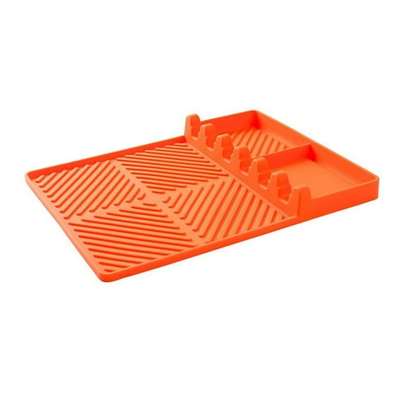 Barbeque Grill Accessories Tools for Side Shelf Mat Grill Pad Grill Kitchen Counter Spatula Silicone Mat Orange Large