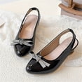 thumbnail image 7 of Viluyesy Girls Rhinestone Bow Sandals Kids Pointed Toe Low Heel Dress Shoes Summer Wedding Party Performance Princess Footwear Black Size 13 M, 7 of 7