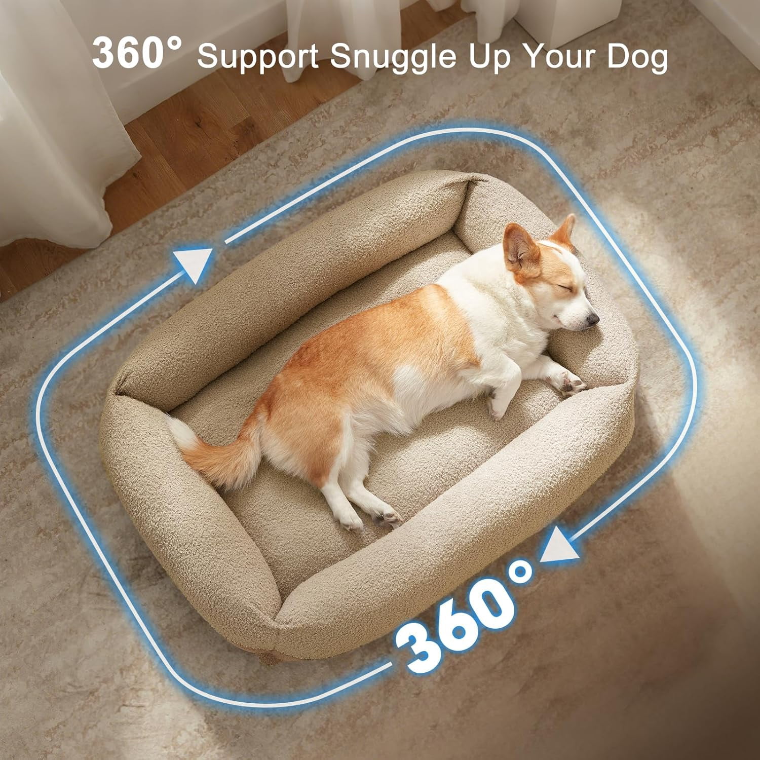 Large Orthopedic Pet Bed, Washable Kennel Mat with Removable Cover, Non-Slip Base Cushion for Medium and Large Dogs