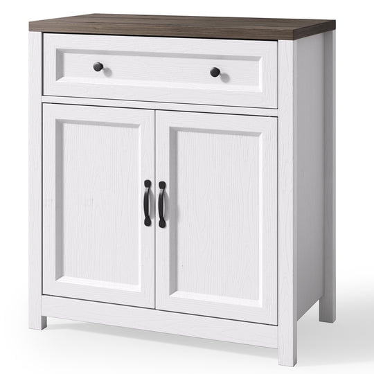 Aiho Storage Cabinet with Drawers, Kitchen Freestanding Floor Cabinet with Doors, 15.6 x 30 x 33.3 Inches, Adjustable Shelf, for Kitchen, Living Room, Kitchen - Grey Desktop
