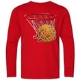 thumbnail image 3 of Inktastic Basketball Swish Long Sleeve Youth T-Shirt, 3 of 5