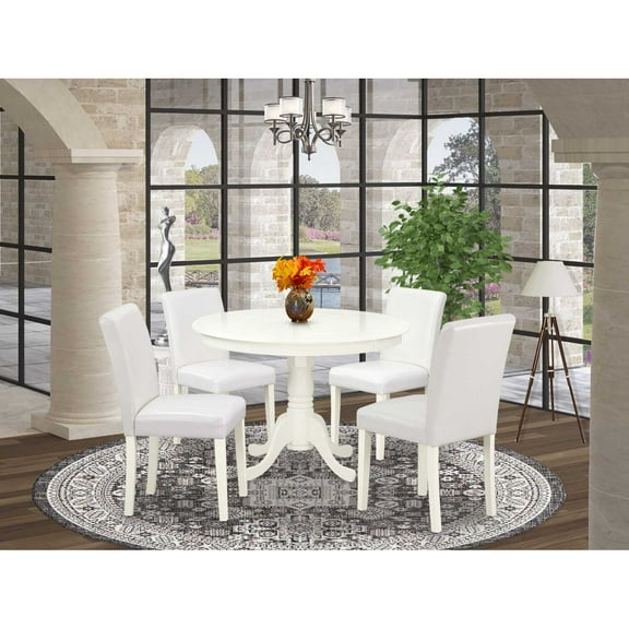 East West Furniture Dining Room Set Linen White, HLAB5-LWH-64