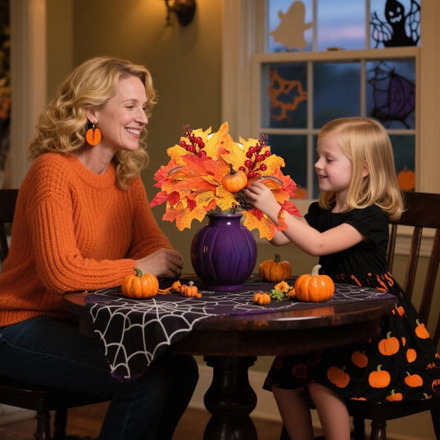 Rama decorativa de Halloween | Accesorio para corona de otoño con tallos realistas de calabaza y bayas | Centro de mesa o decoración para la repisa de la chimenea para fiestas navideñas en casa