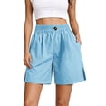 thumbnail image 2 of ByworldtasicNo Boundaries Wide Leg Cotton Shorts for Women Elastic High Waisted Pleated Casual Loose Bermuda Shorts, 2 of 6