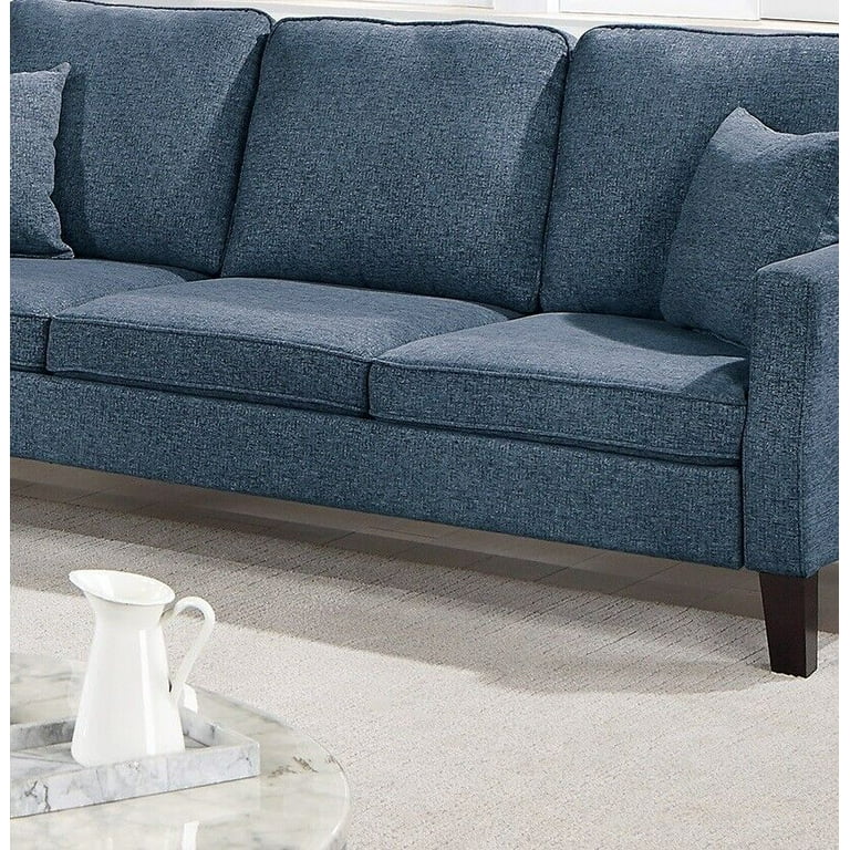 Esofastore Contemporary 2pc Sofa Set Comfortable Sofa Loveseat Navy Blue  Blended Chenille Plush Couch Pillows Living