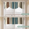 thumbnail image 5 of Teal Boho Stripes Tie Up Valance Curtains for Windows, Kitchen Curtains Window Treatments, Modern Bohemia Brown Beige Texture Short Window Shades Valances for Bedroom Bathroom Cafe 54"x18", 5 of 8