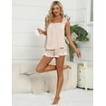 thumbnail image 6 of Womens Pajamas Set 2 Piece Ruffle  Soft Tank Top and Shorts Sleepwear Set Bridal Pajama for Women Set, 6 of 7