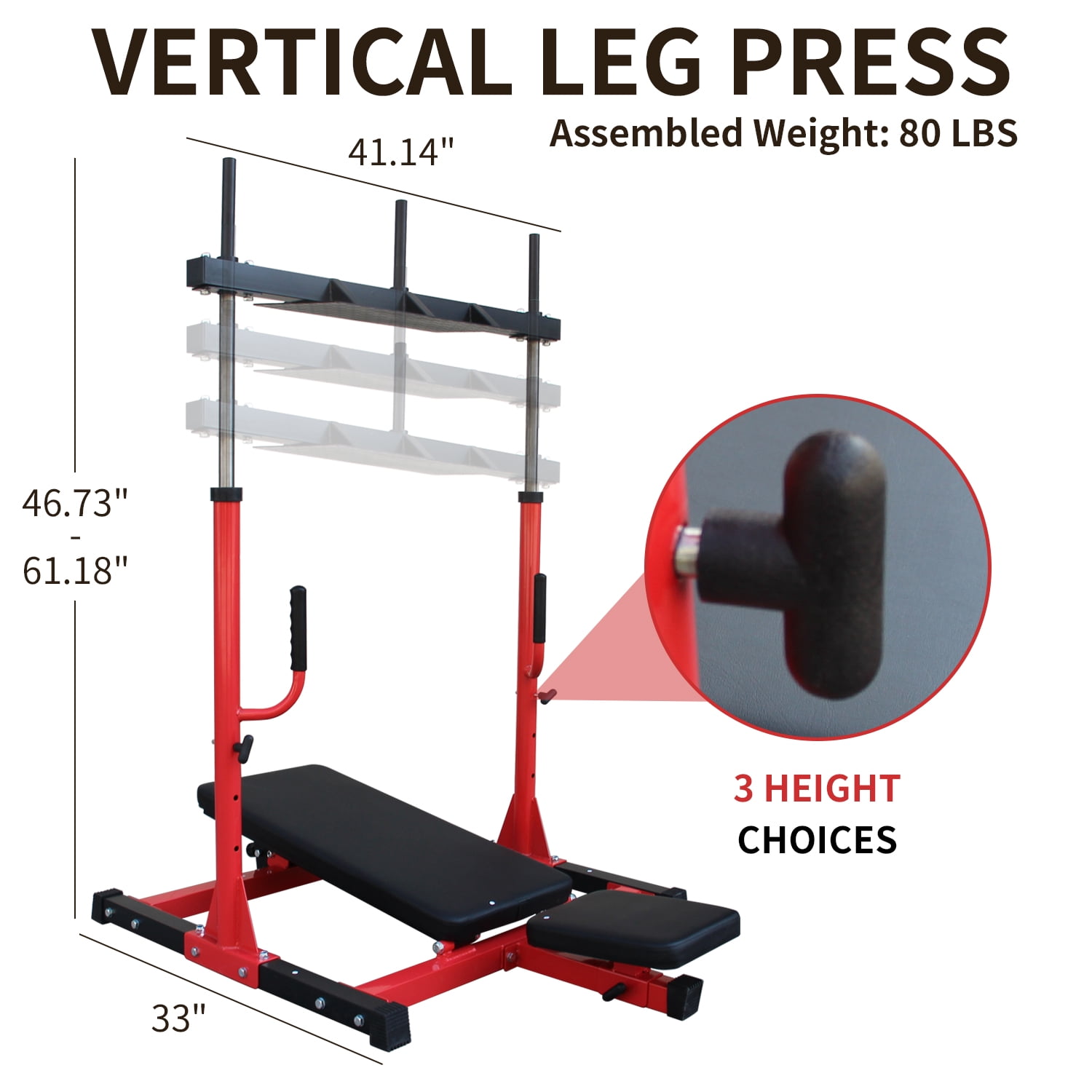 Adjustable Weight Rack Vertical Leg Press Machine with Adjustable Leg, Back and Head Positions, Leg Strength Training Machine for Home Gym, 2" Olympic Plate Compatible,Wall Mounted Weight Rack