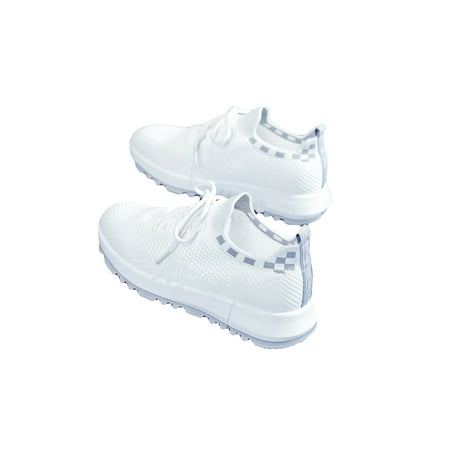 

Harsuny Women s Gym Breathable Sock Sneaker Slip On Comfortable Round Toe Walking Shoes White Gray 7.5