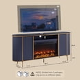 thumbnail image 4 of OKD 70" Fireplace TV Stand for TV up to 80", Modern Fluted Entertainment Center with Electric Fireplace, Media Console Table for Living Room - Dark Blue, 4 of 8