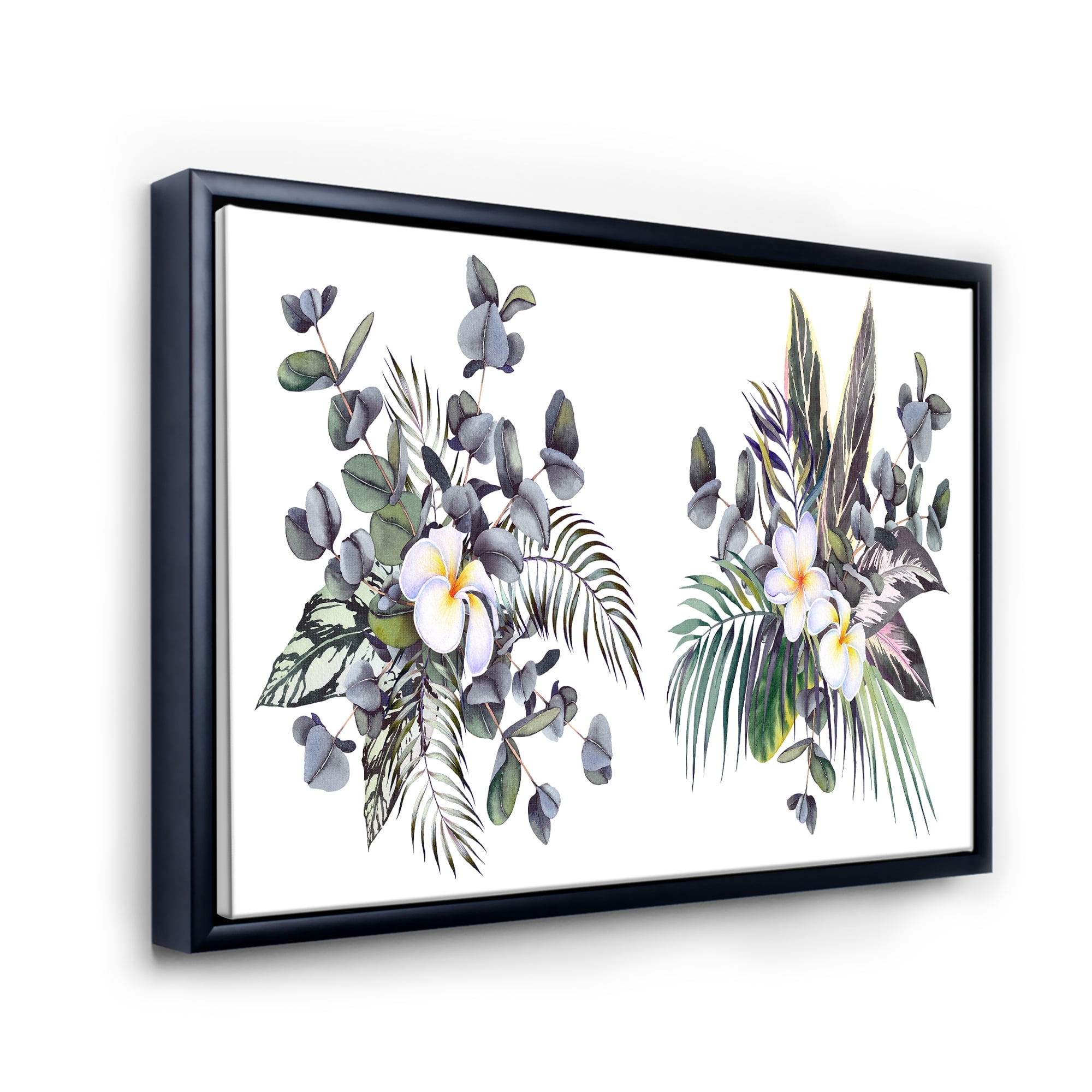 Designart 'Plumeria Frangipani Flowers With Tropical Bouquets' Traditional Framed Canvas Wall Art Print