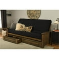 thumbnail image 2 of Bowery Hill Queen-size Wood Storage Futon-Suede Black Mattress, 2 of 9