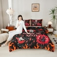 thumbnail image 4 of Homewish Musical Guitar 2pcs Bedding Comforter Set for Female Men Teens,Gothic Skull Twin Comforter Sets,Hippie Music Theme Breathable Bedding Set,Lightweight Room Decor,Reversible, 4 of 8