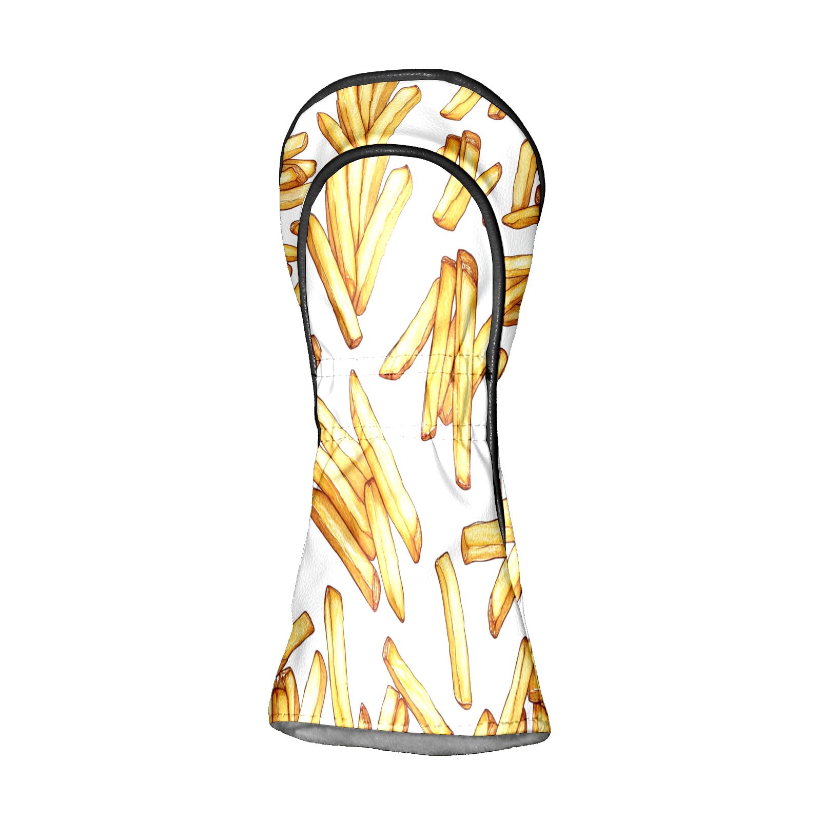 Golf Club Covers PU Leather Waterproof Head Covers for Fairway Woods Hybrids French Fries Pattern Unisex Fits Most Brands