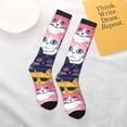 thumbnail image 4 of Daiia Sports Socks Colorful Cats Pattern Art Printed Novelty Crew Socks for Men Women Knee High Socks Cotton Socks Soft & Breathable Support Unisex Socks, 4 of 9