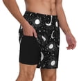 thumbnail image 2 of Kdxio Crescent And Stars Print Men'S Swim Trunks With Compression Liner 7 Inch Inseam Quick Dry Swim Shorts, 2 of 7