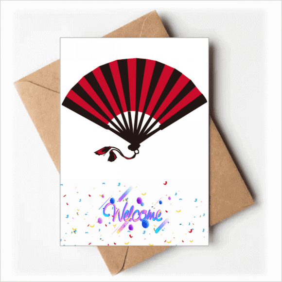 Japonais Rouge Noir Fan Art Déco Mode Bienvenue Retour Cartes de Voeux Enveloppes Vierges