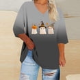 thumbnail image 2 of CLOISE 3/4 Sleeve T Shirts for Women Plus Size Halloween Pullover Loose Graphic V Neck Tops Trendy Fall Tunic Clothes Black 5XL, 2 of 3