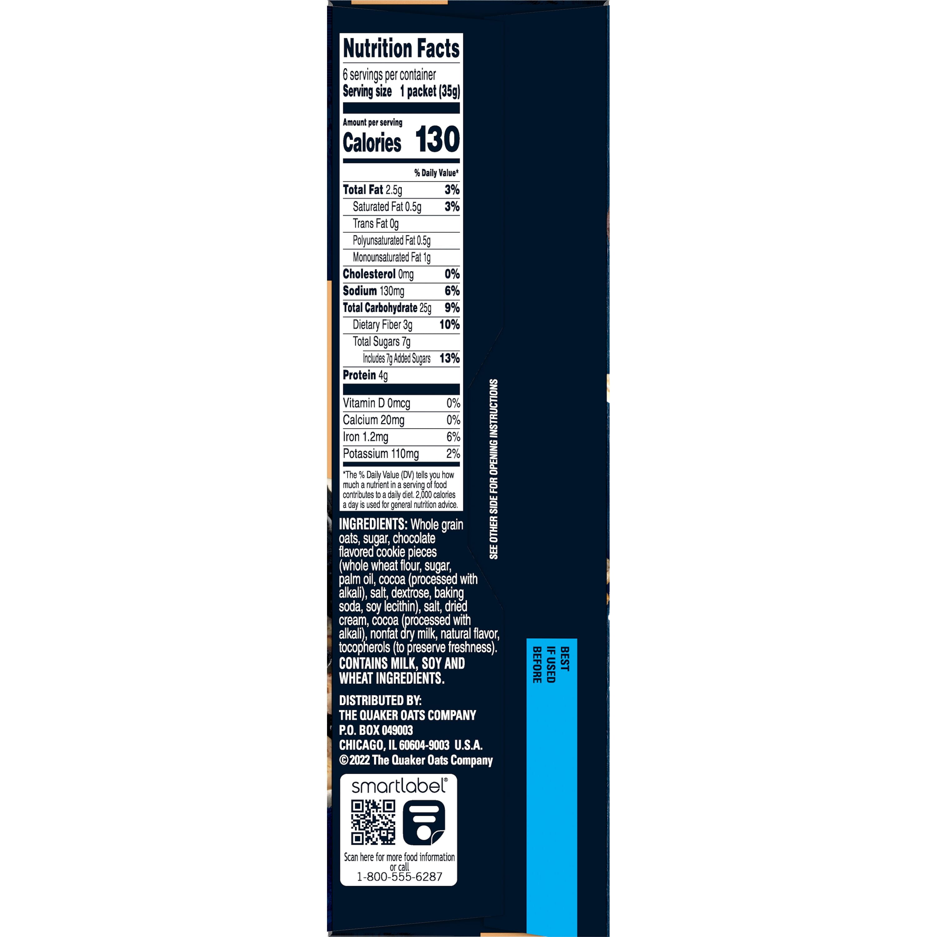 Quaker Instant Oatmeal Cookies & Cream, 6 Packets