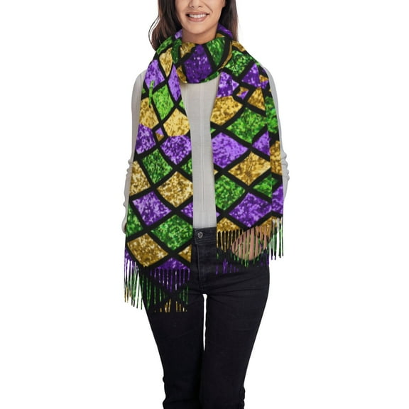 Kdxio Mardi Gras Shiny Green Purple Women's Scarf Womens Winter Scarf, Fashion Scarfs for Women, Shawls and Wraps, Long Blanket Scarf