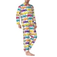 thumbnail image 2 of Fotbe Colorful Car Pattern Long Sleeve Pajama Set for Men,Sleepwear Set,2-piece Loungewear Set,Soft PJs Comfy Nightwear with Pockets-Large, 2 of 7