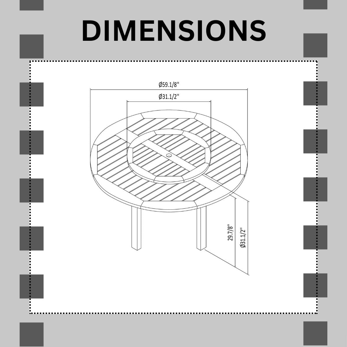 Amazonia Rome 9 Pieces Lazy Susan Teak Finish Round Patio Dining Set, Seating Capacity: 8