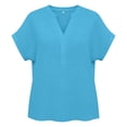 thumbnail image 5 of Wensltd Women Cotton Linen V Neck Blouses Loose Casual Lightweight Soft Blouses for Daily Casual Summer Outfits, 5 of 6