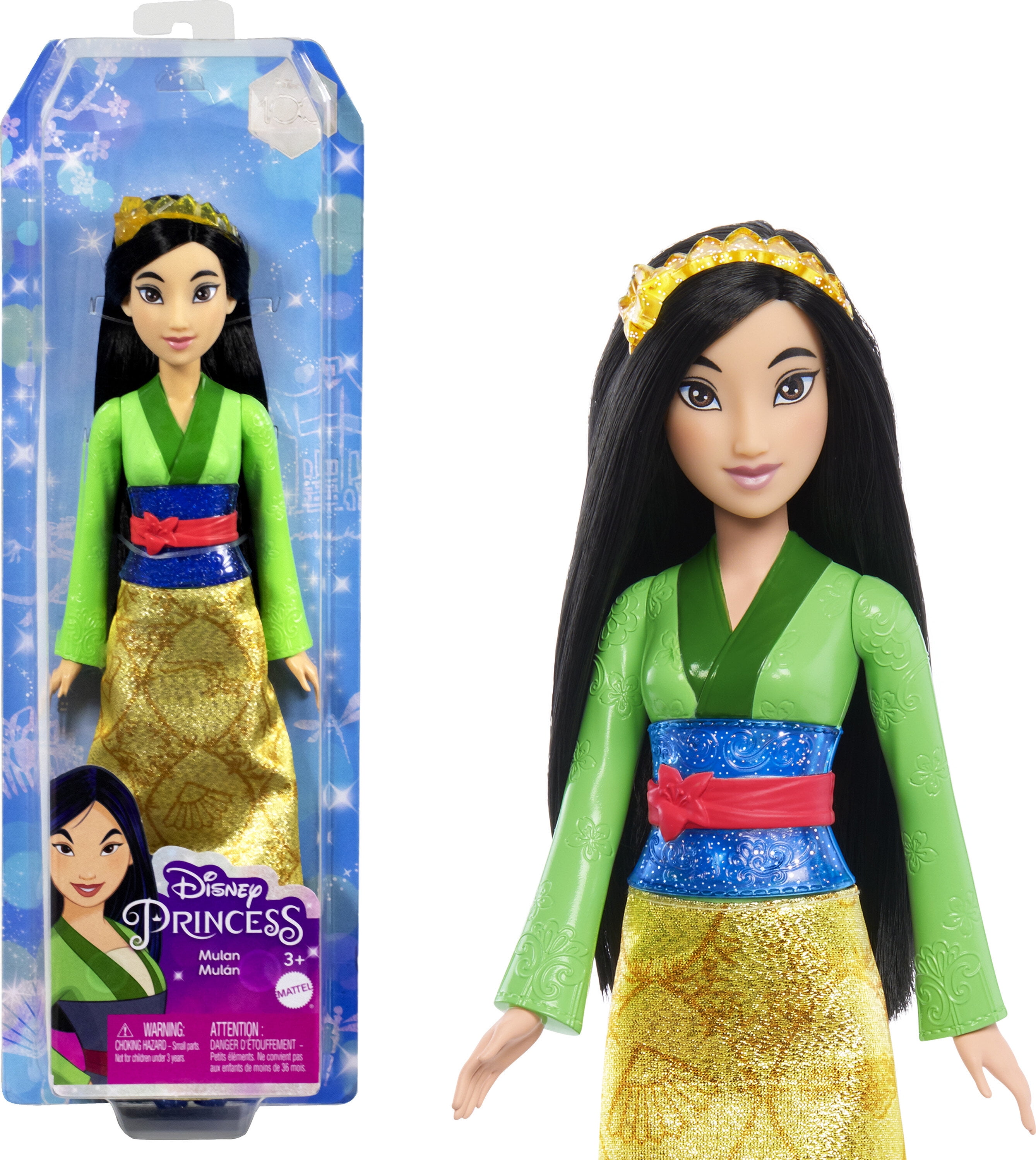 Disney Princess Mulan Fashion Doll with Black Hair, Brown Eyes & Hair Accessory, Sparkling Look