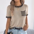thumbnail image 6 of Jalioing Short Sleeve Sweaters for Women Fashion Color Block Crew Neck Sweater Tops Spring Casual Knitted Shirts, 6 of 8