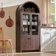 thumbnail image 5 of SinCiDo Arched Kitchen Pantry Storage Cabinet, 71" Tall Wood Storage Cabinet with 4 Doors and 6 Shelves for Dining Room Living Room, 5 of 8