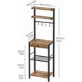 thumbnail image 3 of Bakers Rack, 5-Tier Coffee Bar Station, Coffee Stand with Pod Drawer Holder, Versatile Kitchen Storage Rack with 4 Hooks, for Living Room, Cafe Corner, Rustic Brown and Black KF01BRY1, 3 of 9