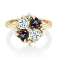 thumbnail image 2 of Gem Stone King 18K Yellow Gold Plated Silver Moissanite and Green Mystic Topaz Ring for Women (2.28 Cttw, Heart Shape 5MM, Gemstone Birthstone, Size 7), 2 of 3