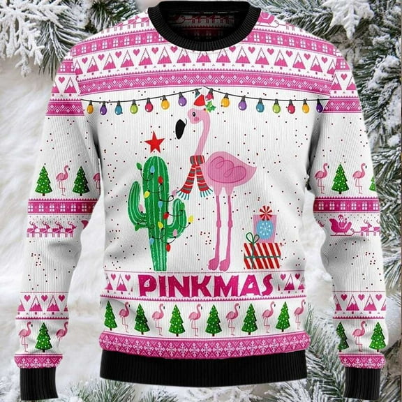 2025 Pinkmas Flamingo Christmas Sweater