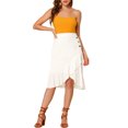 thumbnail image 2 of INSPIRE CHIC Women's Casual Ruffle Hem Asymmetrical High Elastic Waist Wrap Skirt, 2 of 6