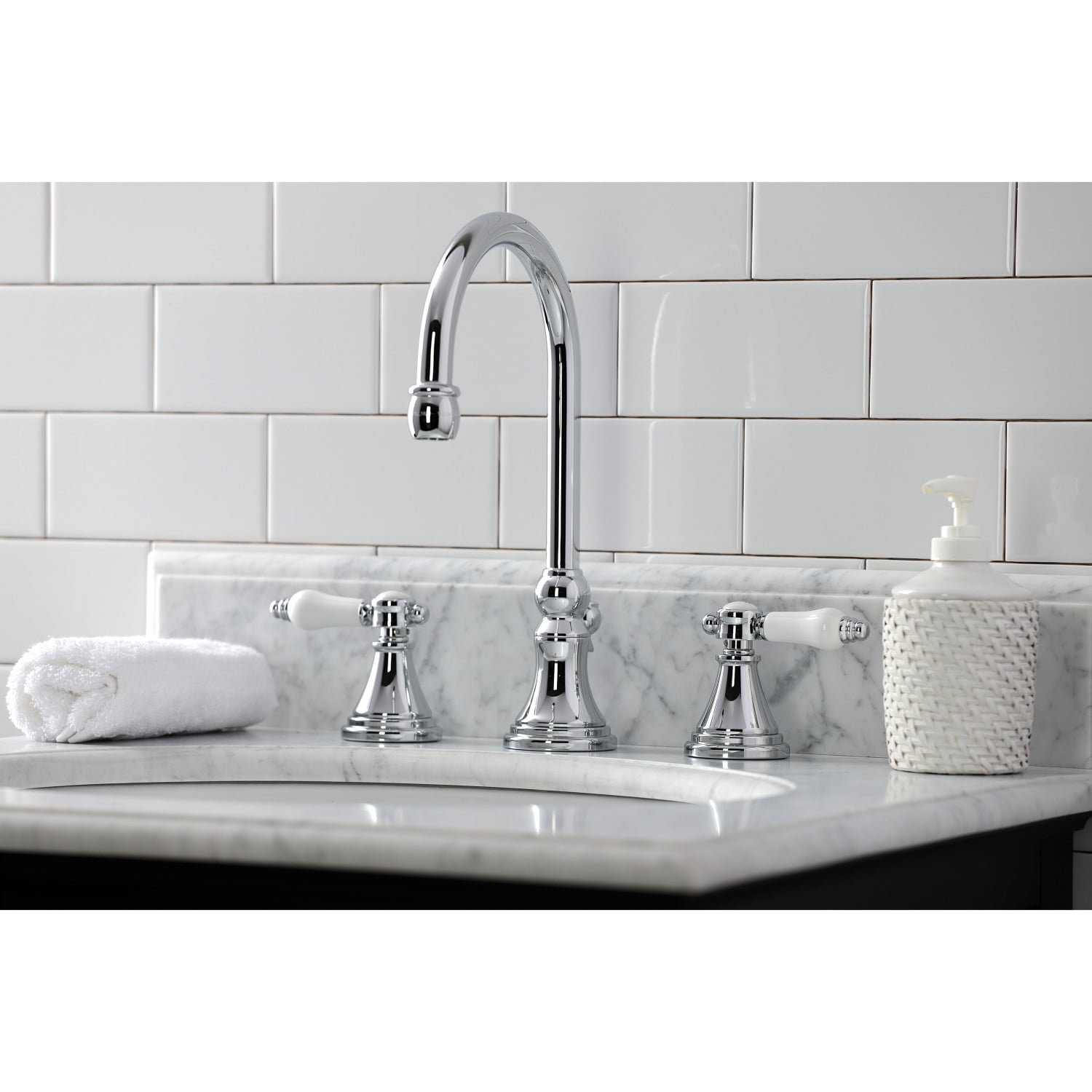 Kingston Brass KS2981BPL Bel-Air Widespread Bathroom Faucet with Brass Pop-Up, Polished Chrome