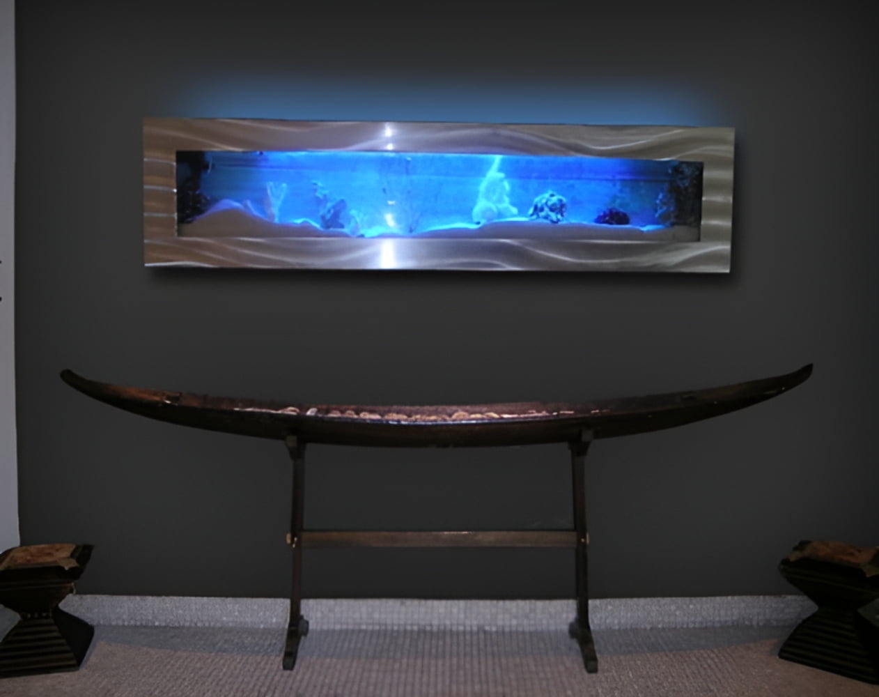 Aussie Aquariums 2.0 Wall Mounted Aquarium - Panoramic - Brushed Black