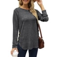 thumbnail image 6 of gakvbuo Plus Size Pullover Sweaters For Women Long Sleeve Sweatshirts Fall Tunic Tops Women Casual Long Sleeve Solid Shirts Lightweight Round Neck Button Down Tunic Tops, 6 of 9