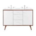 thumbnail image 5 of Modway Transmit 48" Modern Wood Double Sink Bathroom Vanity in Walnut/White, 5 of 9