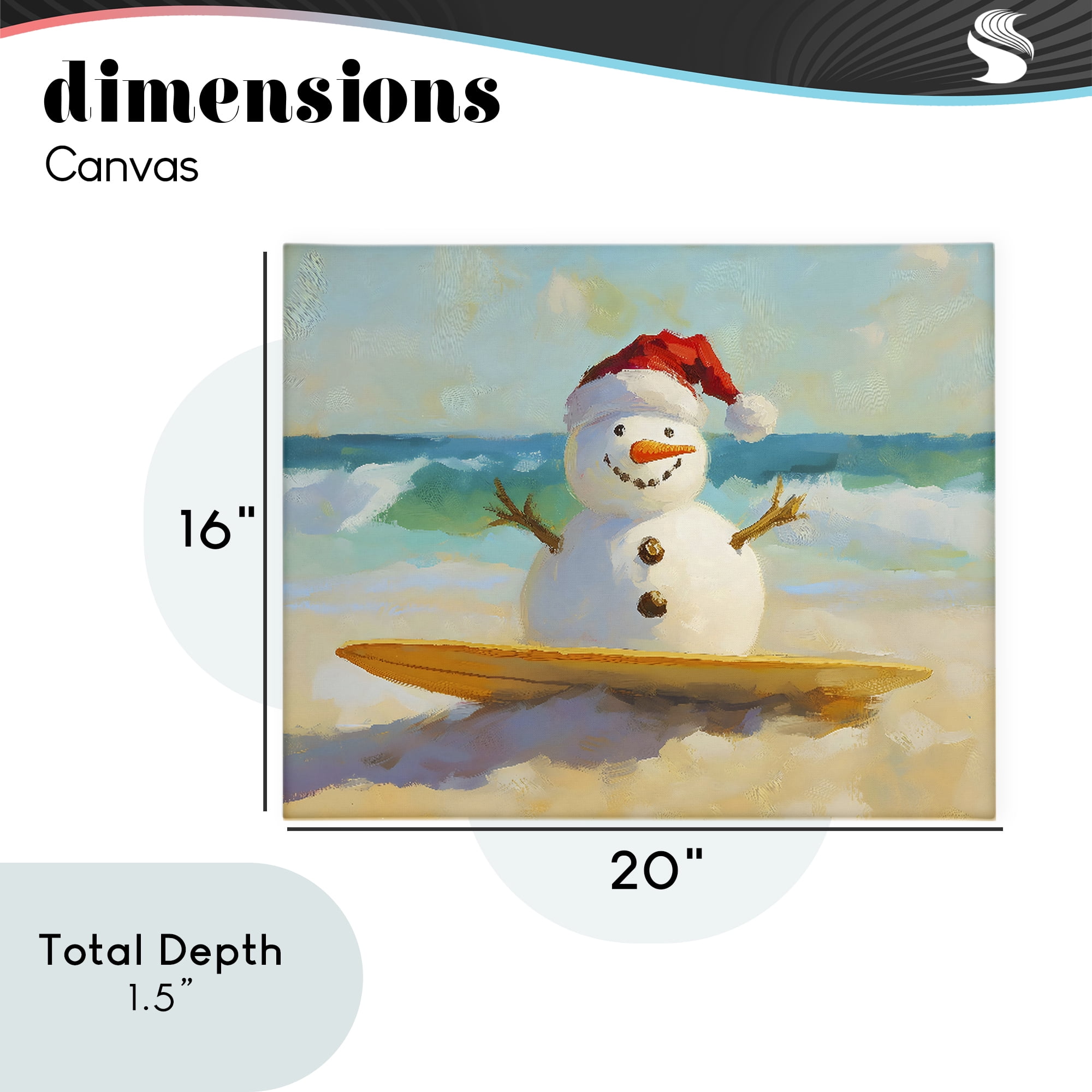 Stupell Industries Surfer Snowman on Beach Canvas Wall Art, design by The Prints Vibe
