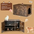 thumbnail image 3 of Pefilos 31" Hidden Cat Litter Box Enclosure Furniture with Divider, Decorative Wood Cat House Crate Kitty Washroom, Brown, 3 of 8