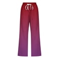 thumbnail image 4 of XFHLMJFF Women's Casual Pants Summer Relaxed Fit Elastic Waist With Pocket Ladies Spring Fall Tie Dye Gradient Colorful Lace Up Capri Chic Trousers, 4 of 4