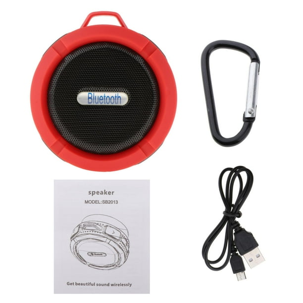 Bluetooth Speaker Portable Wireless Waterproof Shower Speaker w/ Hanging  Buckle Red 