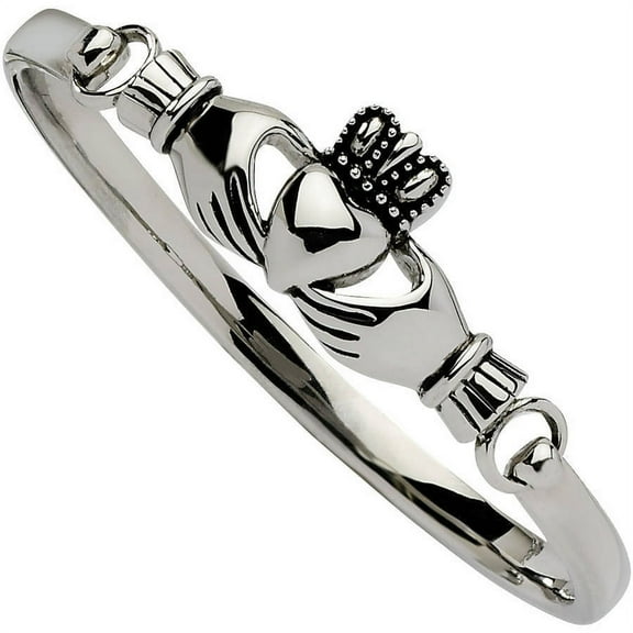 Primal Steel Stainless Steel Antiqued and Claddagh Bangle