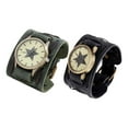 thumbnail image 1 of Reloj de cuero sintético, reloj de pulsera, reloj de pulsera de regalo, pulsera para aniversario de boda, cumpleaños, San Valentín, Navidad y Halloween. Verde negro, 1 of 9