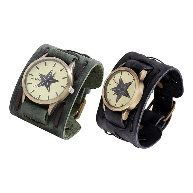 Reloj de cuero sintético, reloj de pulsera, reloj de pulsera de regalo, pulsera para aniversario de boda, cumpleaños, San Valentín, Navidad y Halloween. Verde negro