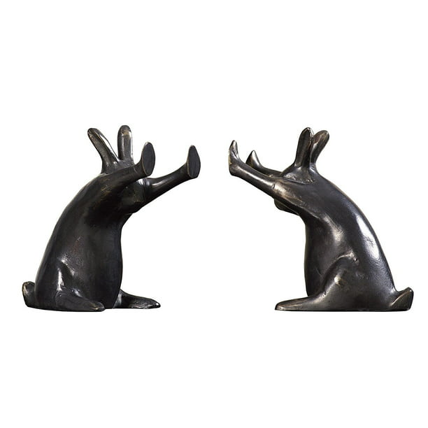 Rabbit Pushing Books Bookend Pair, Brand: SPI Home By SPI